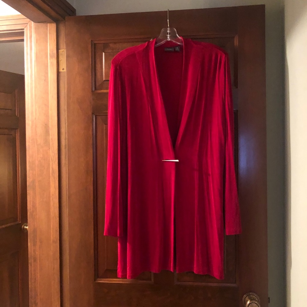 Chico’s holiday red Travelers cardigan 2 Lge